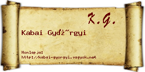 Kabai Györgyi névjegykártya