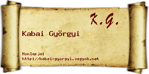 Kabai Györgyi névjegykártya